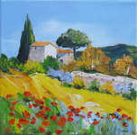 Coquelicots en folie, HST, 20X20, Vendu