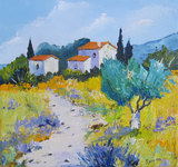 Le chemin des lavandes, HST, 20X20, Vendu