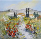 Pavots sauvages - HST - 20x20 - 60� - disponible