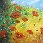 Gentils coquelicots - HST - 20x20 - 60� - disponible