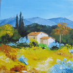 Bleu et or, HST, 20X20,  Vendu