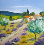 Campagne en fleurs - HST - 20x20 - 60� - disponible