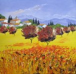 Promenade au soleil - HST - 40x40 - 200� - disponible
