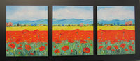 Tryptique coquelicots, HST, 3X30x24, 280� Disponible