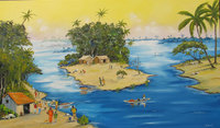 Trafic sur l'Oubamgui, HST, 100X60, 600� Disponible
