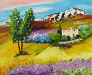 Alpilles et lavandes, HST 41X30, 220� disponible