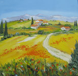 Balade au printemps, HST, 30X30, 150� Disponible