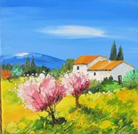 Cerisiers en fleurs 2011, HST 30X30, vendu