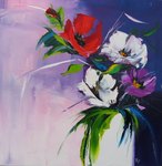 Fleurs de Perrot, HST 50X50, vendu