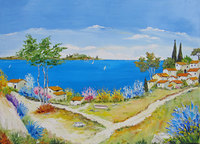 Village de p&ecirc;cheurs, HST 50X70, vendu