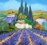 Le pays de la lavande, HST 30X30, 150�, disponible