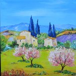 Le hameau, HST 40X40, vendu