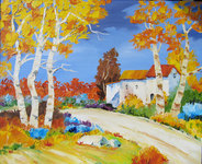 Le petit chemin, HSCarton, encadr&eacute;, 300� disponible
