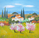 Le verger du village, HST 40X40, vendu