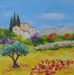 Le vieux muret de pierres, HST 20X20, vendu