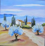 Les cypr&egrave;s, HST 40X40, vendu