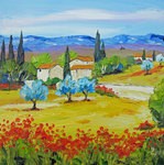 Les pavots sauvages, Huile sur carton entoil&eacute;, 20X20, vendu