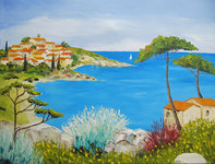 Vue sur la mer,HST, 40X50, 300� Disponible