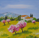 Le printemps en Provence, HST 20X20, vendu