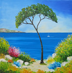 Pin parasol en bord de mer, HST 40X40, vendu