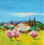 Verger en fleurs, HST 40X40, vendu